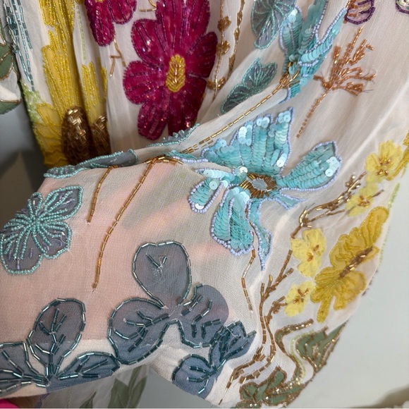 Free People Jewel Embellished Beaded Colorful T Shirt Mini Dress M - Picture 6 of 13